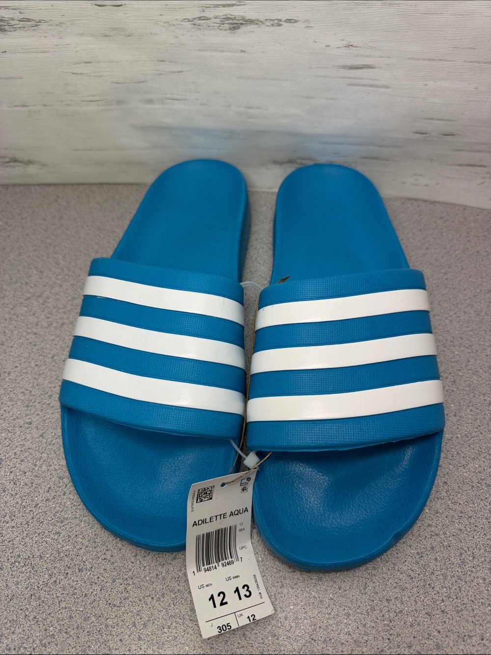adidas Kids Adilette Slides in Aqua with White Stripes